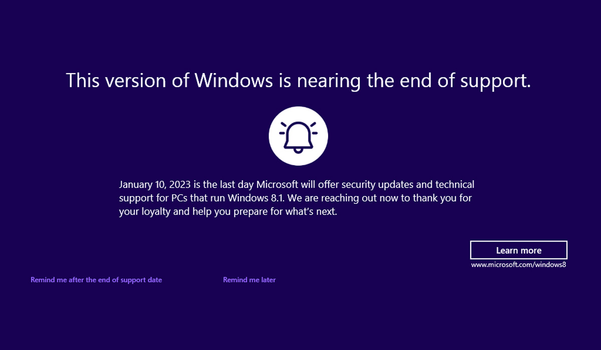 Windows 8.1 End Of Support