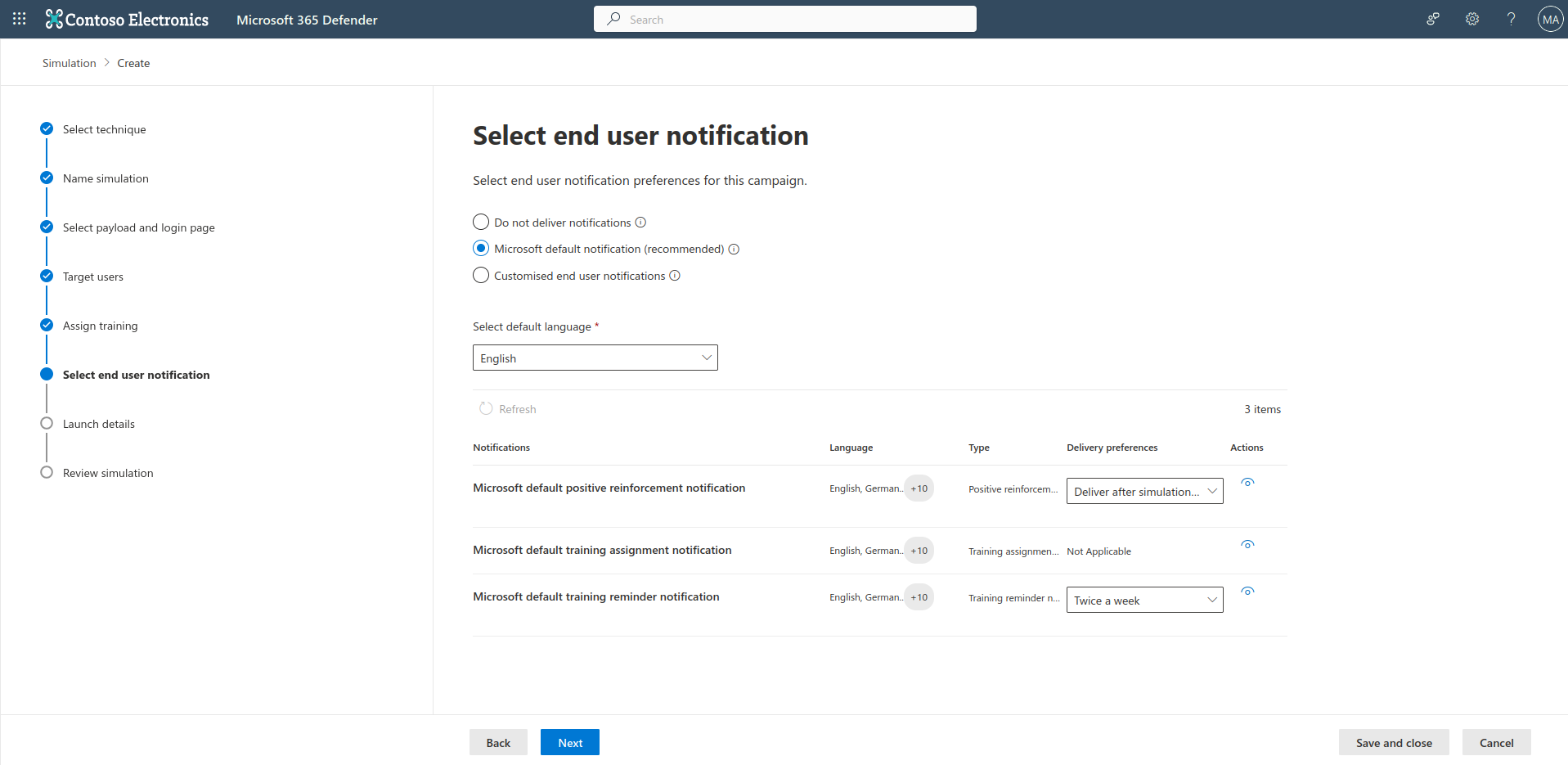 Microsoft Phishing simulator