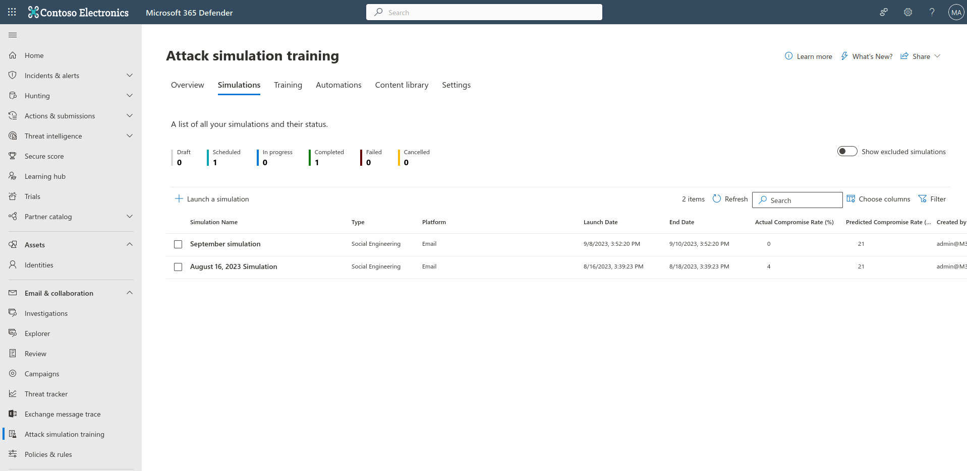 Microsoft Phishing simulator