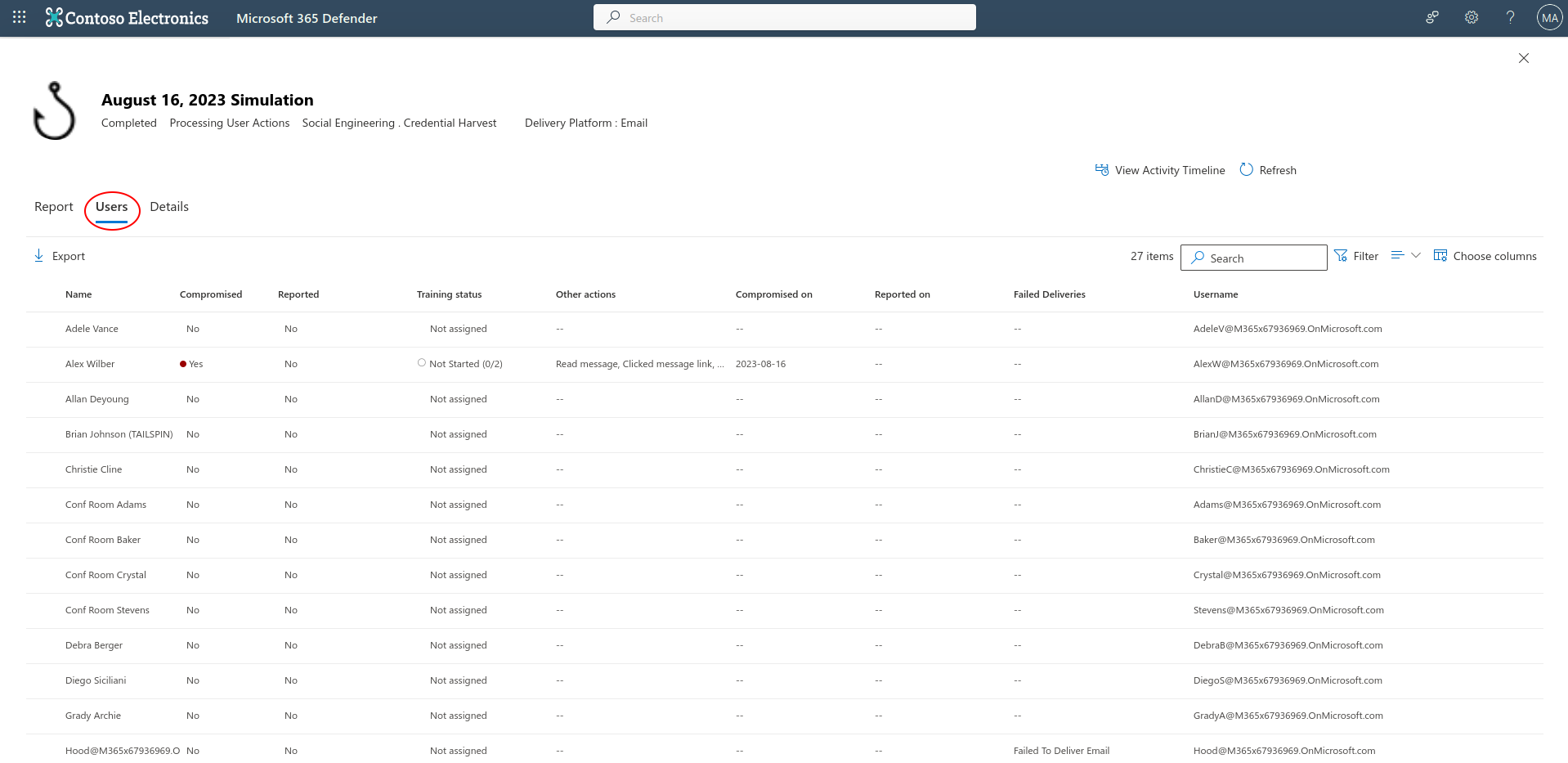 Microsoft Phishing simulator