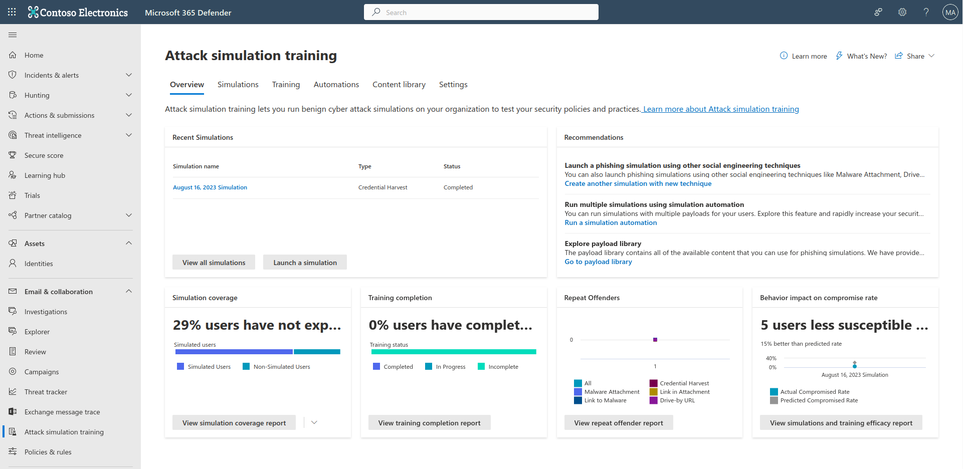 Microsoft Phishing simulator
