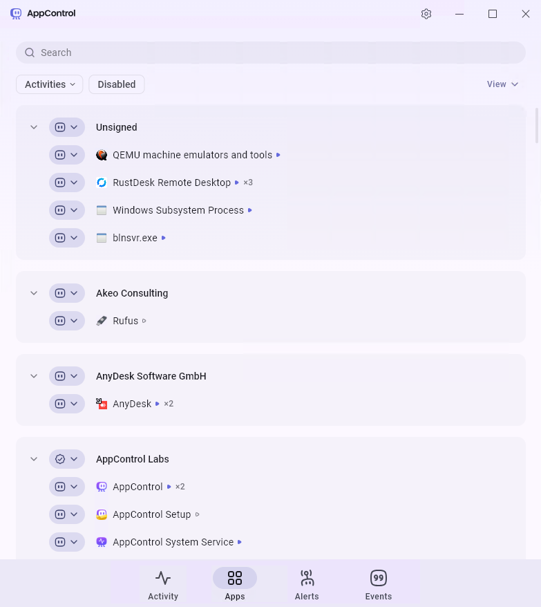 AppControl publisher blocking rule creation screen